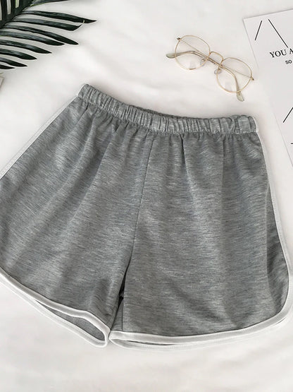 Striped Sports Shorts for Women, Casual Slimming Short for Ladies, High Waisted, Monochrome